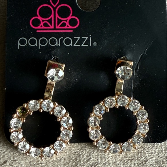 paparazzi Jewelry - paparazzi Rose Gold and Clear Crystal Circle Drop Earrings